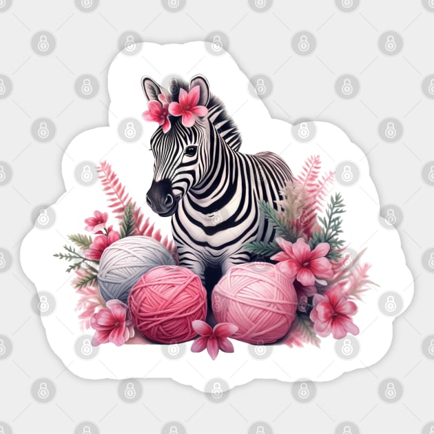 Pink Christmas Zebra Sticker by Chromatic Fusion Studio